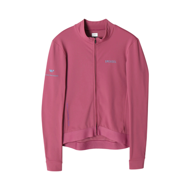 Tricou de ciclism pentru bărbați cu mânecă lungă și fermoar, 3 buzunare pe spate și 1 buzunar lateral, pentru ciclism, sport și activități recreative roz L
