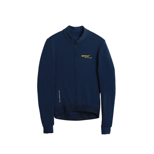 Tricou de ciclism pentru bărbați cu mânecă lungă și fermoar, 3 buzunare spate și 1 buzunar lateral, pentru ciclism, sport și activități recreative albastru inchis L