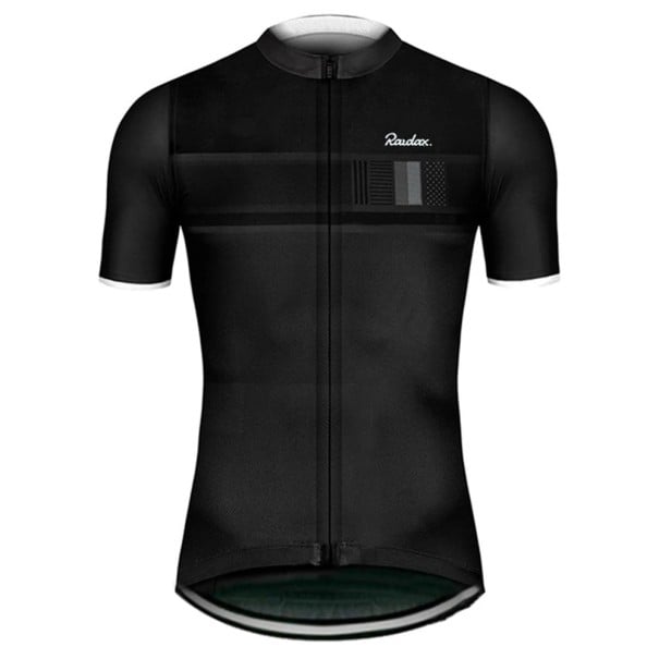 Tricou de ciclism pentru bărbați cu mânecă scurtă și fermoar, 3 buzunare din spate, pentru ciclism, sport și activități recreative negru XXL