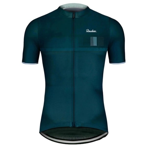Tricou de ciclism pentru bărbați cu mânecă scurtă și fermoar, 3 buzunare din spate, pentru ciclism, sport și activități recreative turcoaz XXL