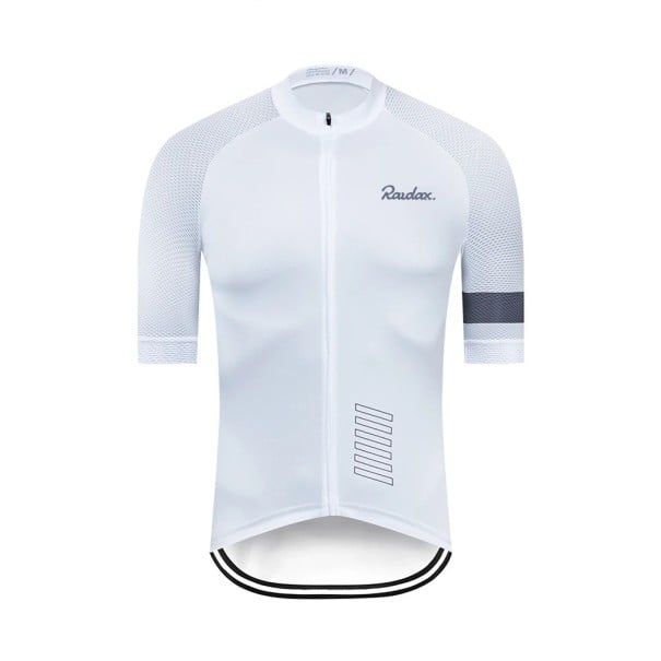 Tricou de ciclism pentru bărbați cu mânecă scurtă și fermoar, 3 buzunare pe spate, pentru ciclism, sport și activități recreative alb XXL