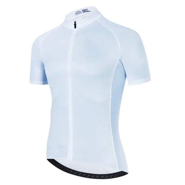 Tricou de ciclism pentru bărbați, de vară, cu mânecă scurtă și fermoar, 3 buzunare posterioare pentru ciclism, sport și activități recreative alb XL