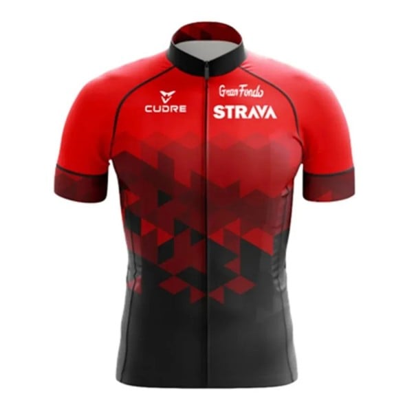 Tricou de ciclism pentru bărbați Strava cu mânecă scurtă și fermoar, respirabil, pentru ciclism, sport și activități de timp liber roșu XL