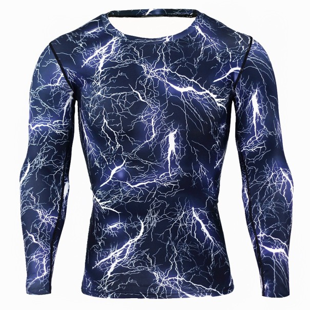 Tricou de compresie pentru bărbați Galaxy cu mâneci lungi J1471 albastru XXL