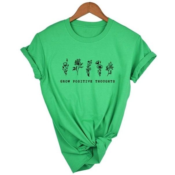 Tricou de damă cu flori verde S