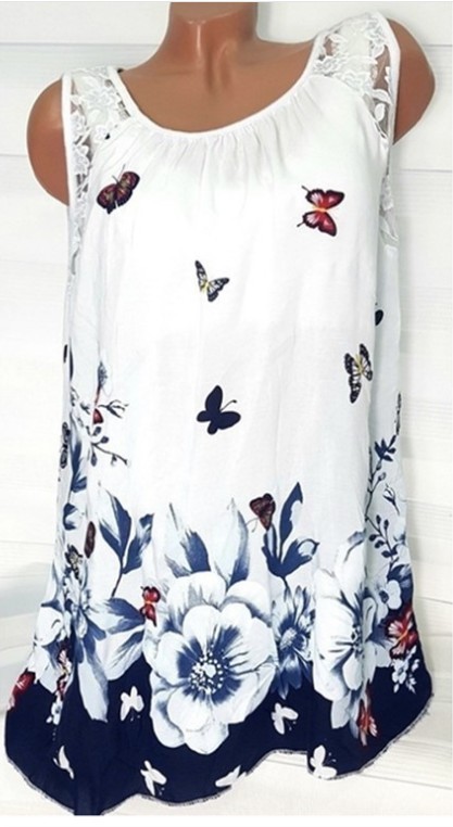 Tricou de damă cu fluturi B344 alb S
