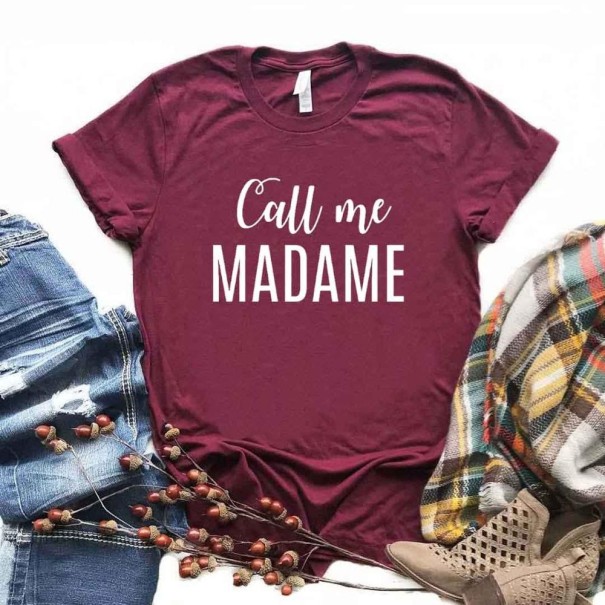 Tricou de damă cu imprimeu A1226 burgundy XXS