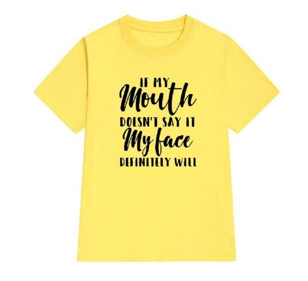 Tricou de damă cu imprimeu amuzant B101 galben XL