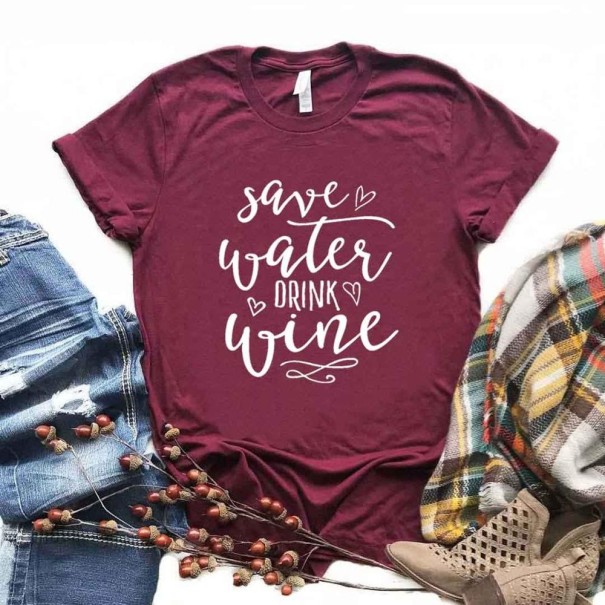 Tricou de damă cu imprimeu amuzant B316 burgundy M