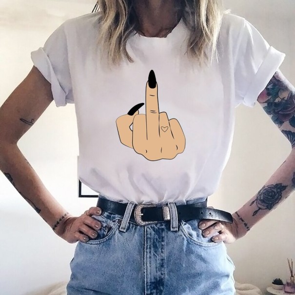 Tricou de damă cu imprimeu amuzant de mână L 14