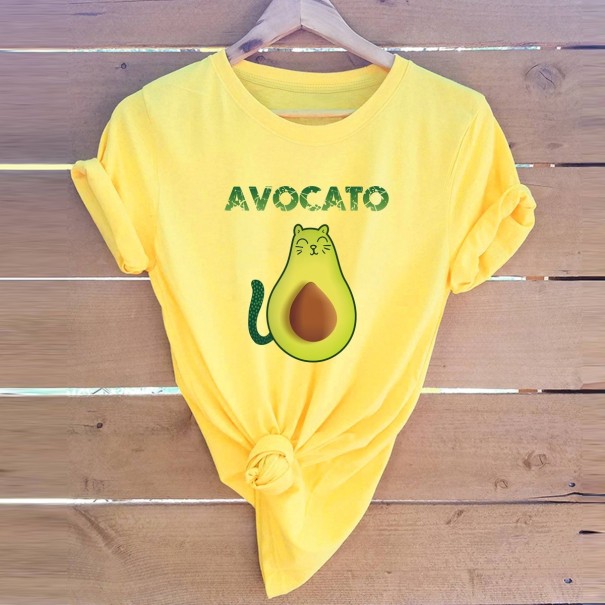 Tricou de damă cu imprimeu avocado galben 3XL