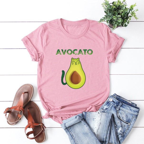 Tricou de damă cu imprimeu avocado roz S