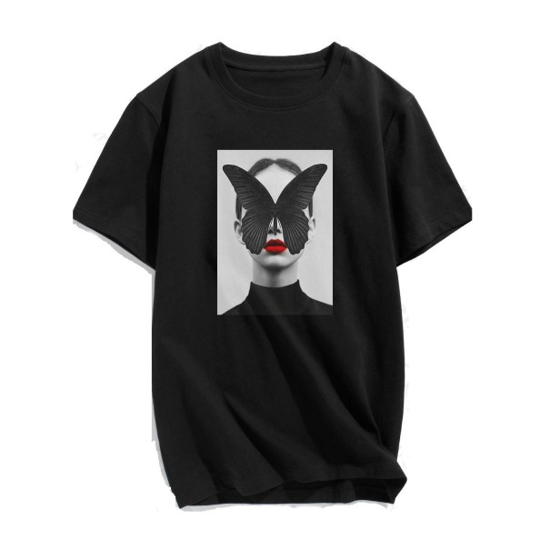 Tricou de damă cu imprimeu B338 negru XXL 1