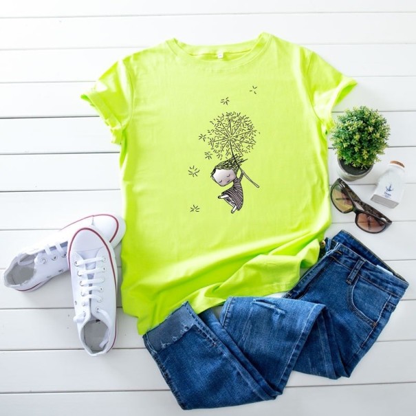 Tricou de damă cu imprimeu B355 verde neon 4XL