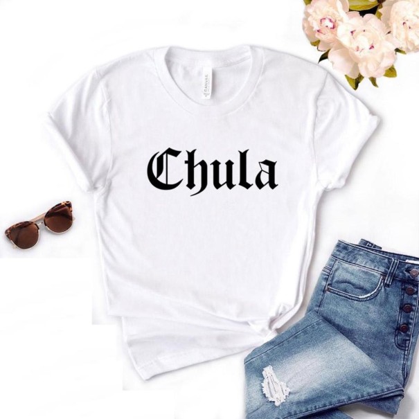 Tricou de damă cu imprimeu chula alb M