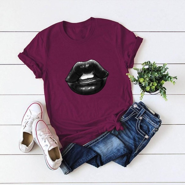 Tricou de dama cu imprimeu de buze