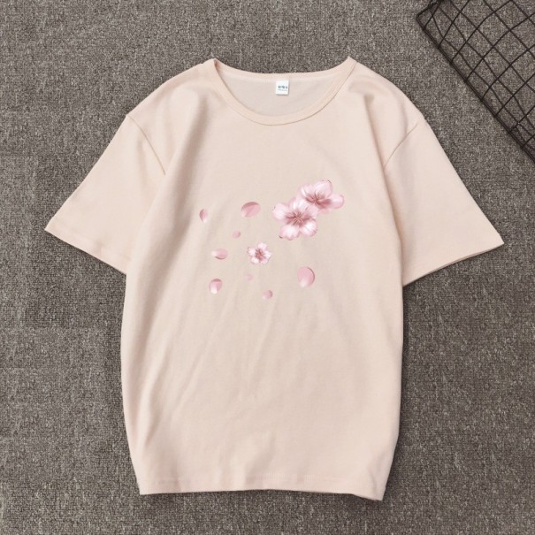 Tricou de damă cu imprimeu de flori A1303 culoarea pielii S