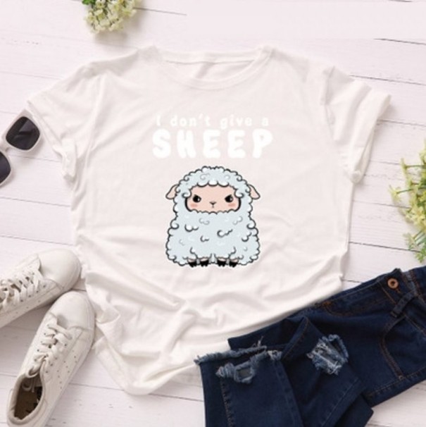 Tricou de damă cu imprimeu de oaie alb XXL