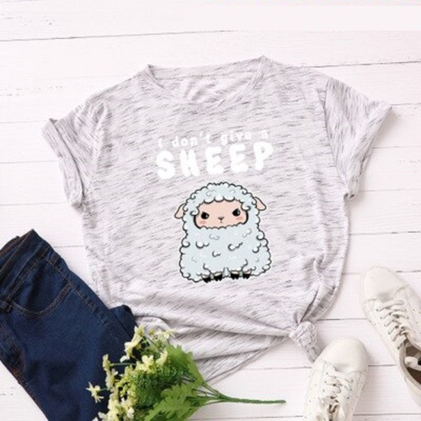 Tricou de damă cu imprimeu de oaie gri deschis XXL