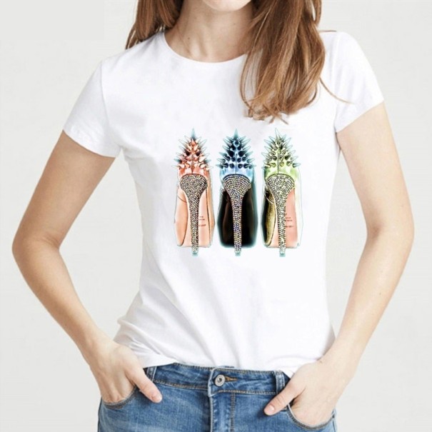 Tricou de damă cu imprimeu de pantofi XS 3