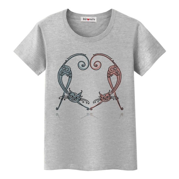 Tricou de damă cu imprimeu de pisică B385 gri XL 2