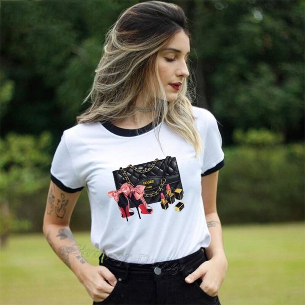 Tricou de damă cu imprimeu la modă S 4