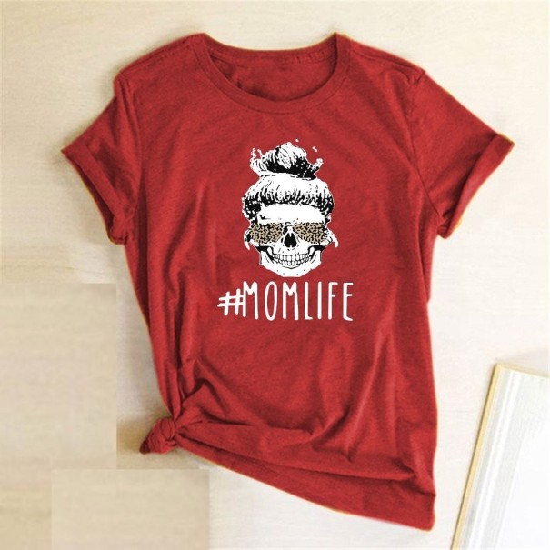 Tricou de damă cu imprimeu mom life B335 roșu L