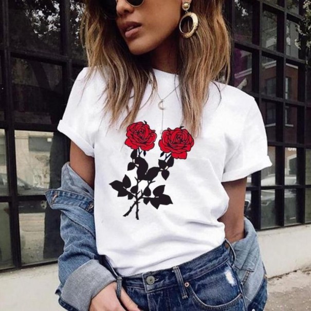Tricou de damă cu imprimeu trandafir M