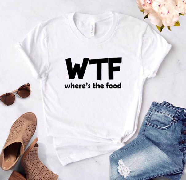 Tricou de damă cu imprimeu WTF alb XL