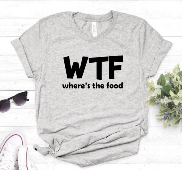 Tricou de damă cu imprimeu WTF gri XL