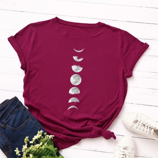 Tricou de damă cu imprimeul fazei lunii burgundy S