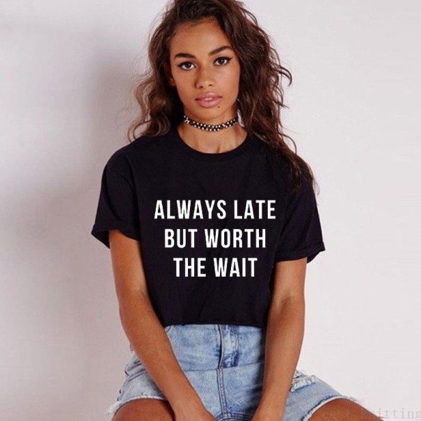Tricou de damă cu inscripția B128 negru L