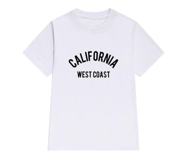 Tricou de damă cu inscripția CALIFORNIA alb XL