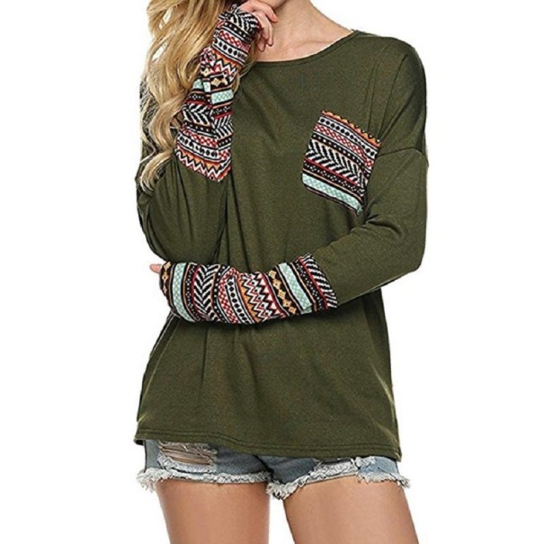 Tricou de damă cu mâneci lungi A955 verde armată M
