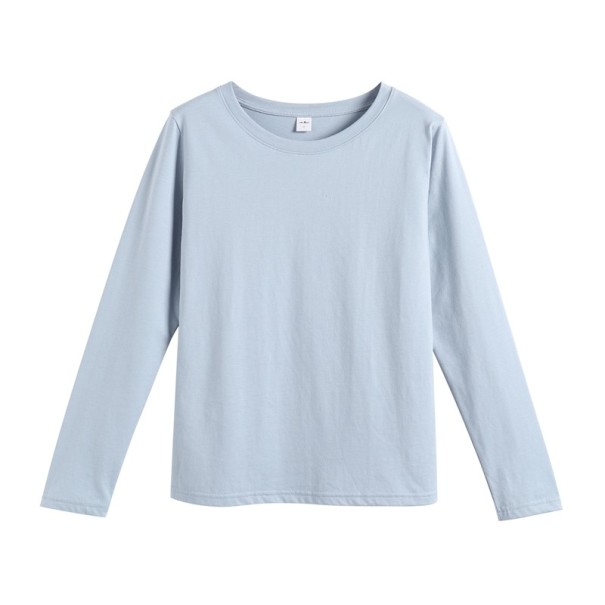 Tricou de damă cu mâneci lungi A984 albastru deschis S