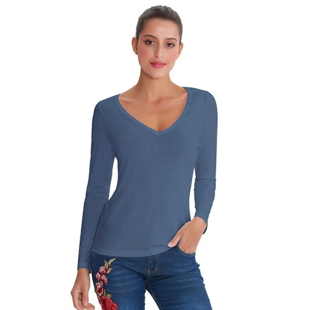 Tricou de damă cu mâneci lungi B155 albastru L