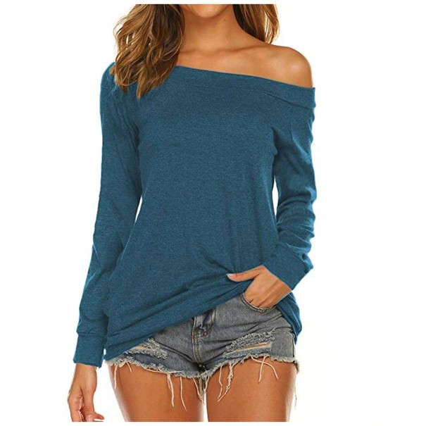Tricou de damă cu mâneci lungi G392 albastru L