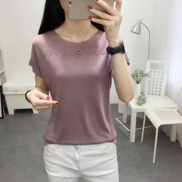 Tricou de damă cu mâneci scurte kaki