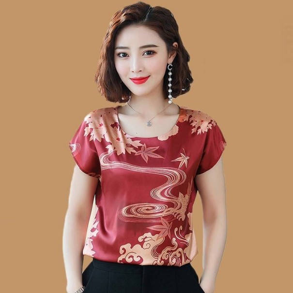 Tricou de damă cu model A1263 burgundy L