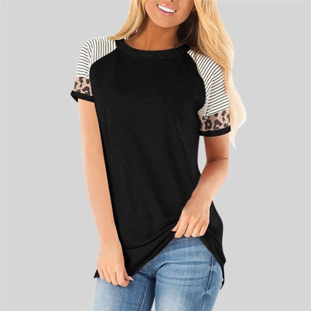 Tricou de damă cu model leopard negru L