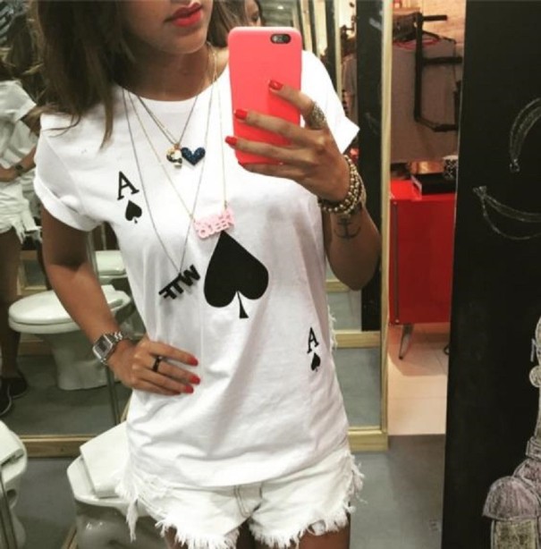 Tricou de damă cu motiv de card XS