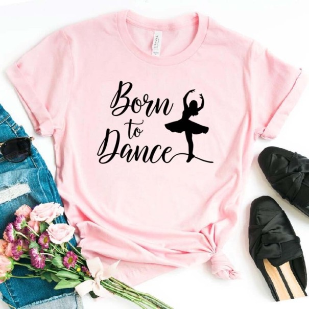 Tricou de damă cu motiv de dans roz S