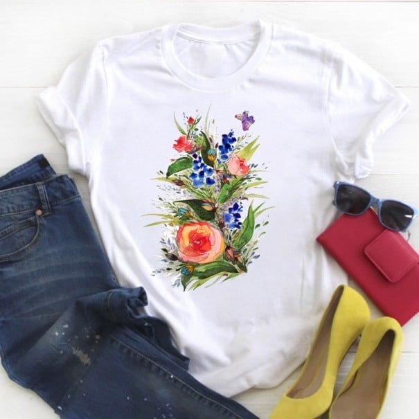 Tricou de damă cu motiv de flori M 6
