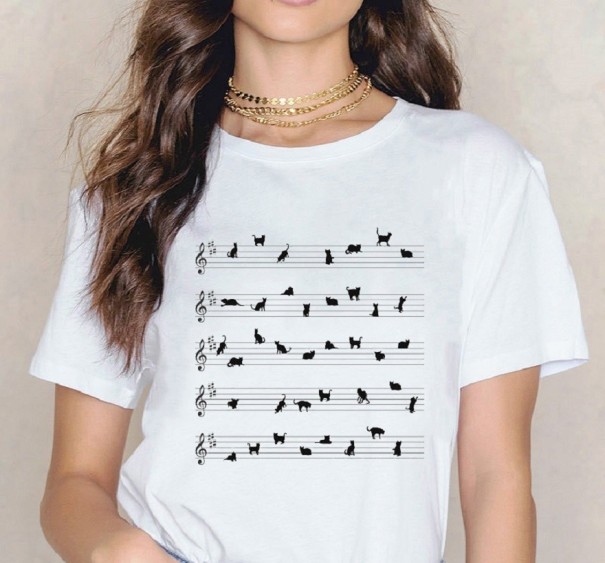 Tricou de damă cu motiv muzical L 6