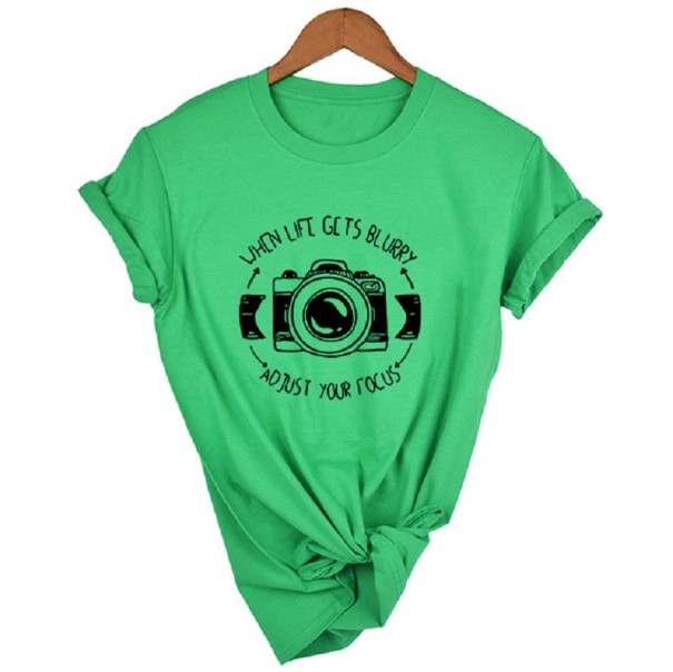 Tricou de damă cu motiv pentru cameră verde XL