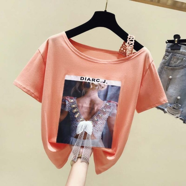 Tricou de damă cu panglică B396 portocale L