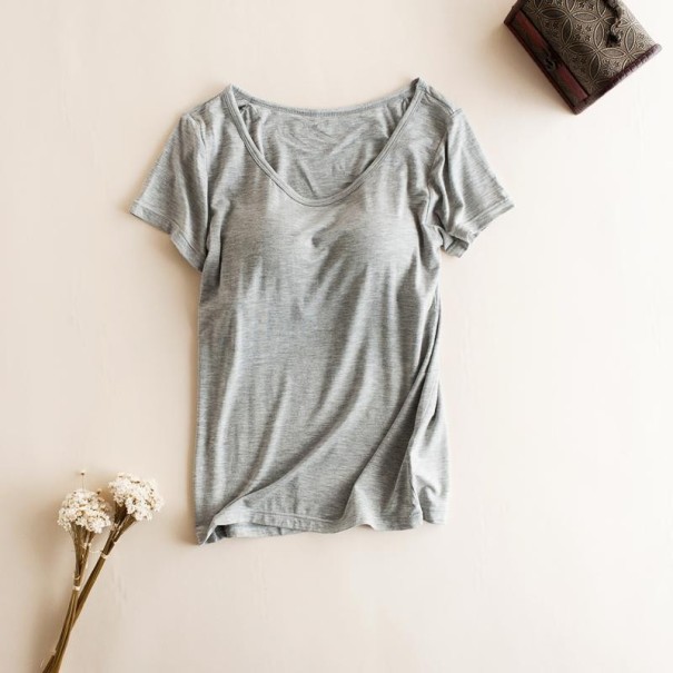 Tricou de damă cu piept întărit gri M