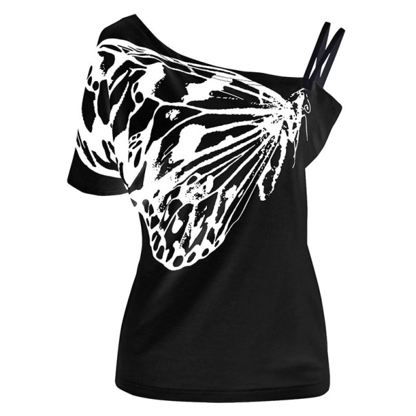 Tricou de damă cu umărul gol A1206 negru M