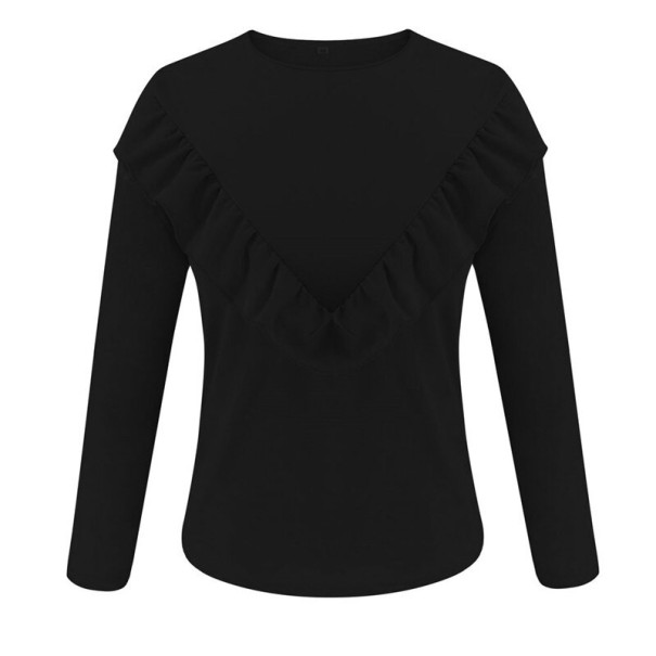 Tricou de damă cu volane negru L