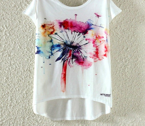 Tricou de damă - păpădie artistică XL